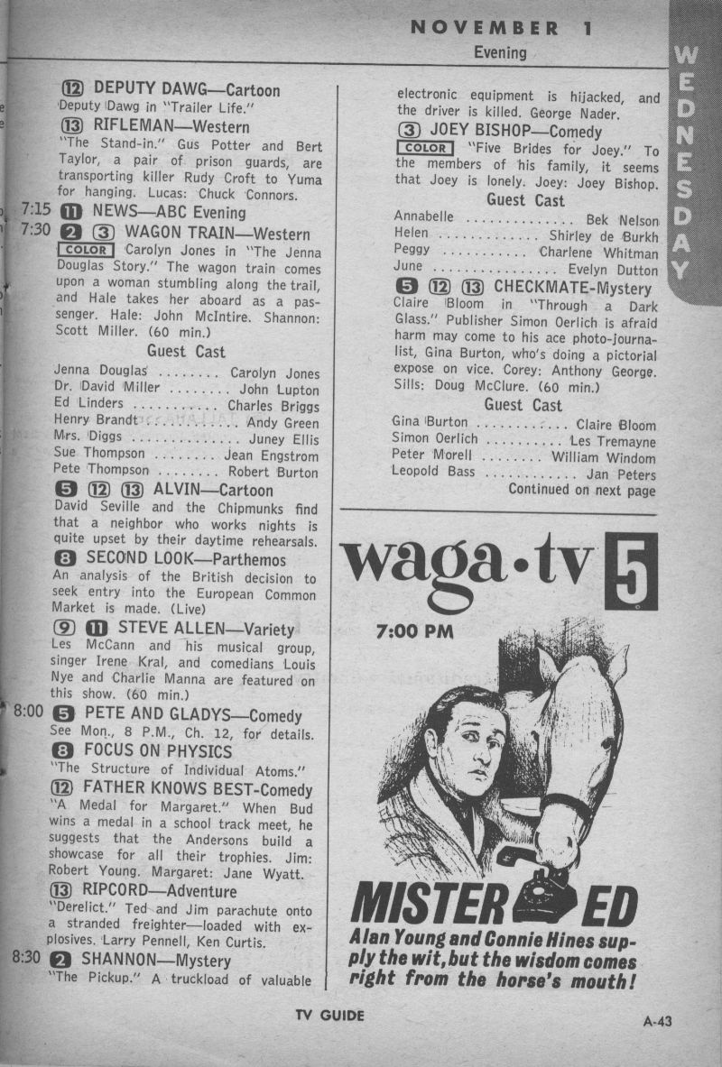CTVA - US TV Listings - 1961