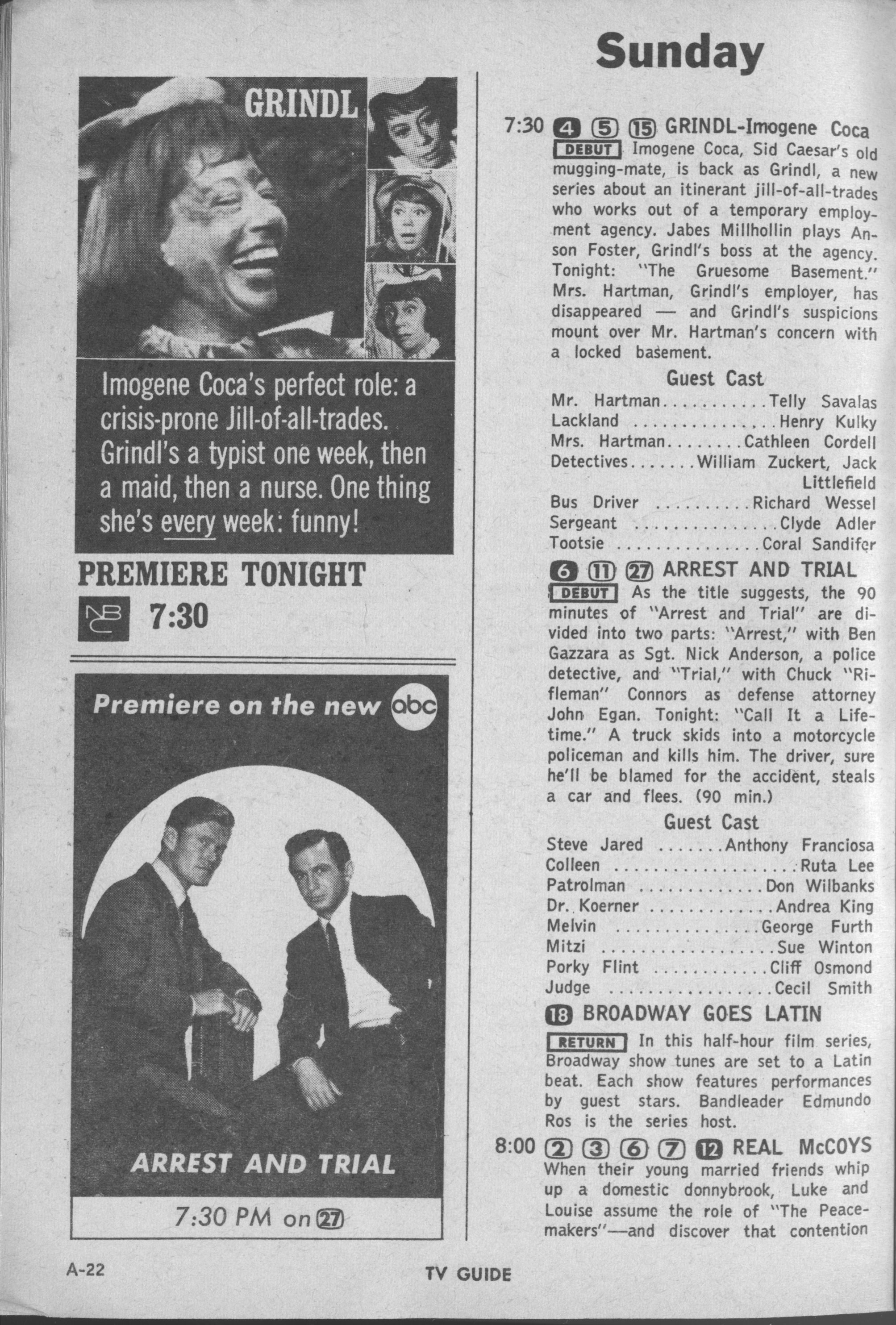 CTVA - US TV Listings - 1963