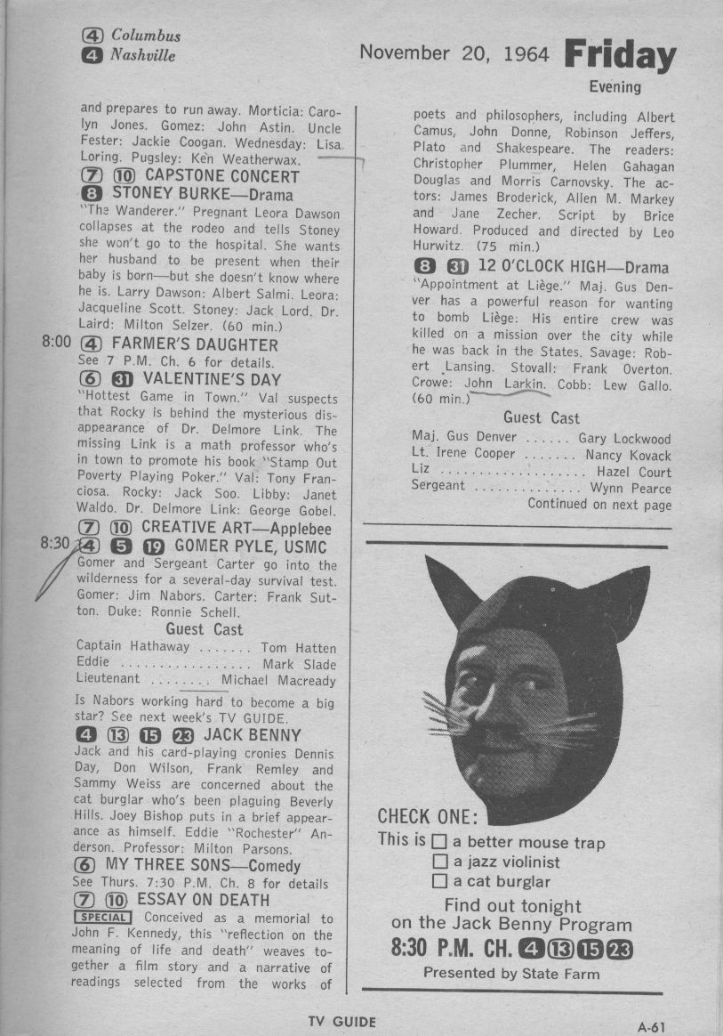 CTVA - US TV Listings - 1964