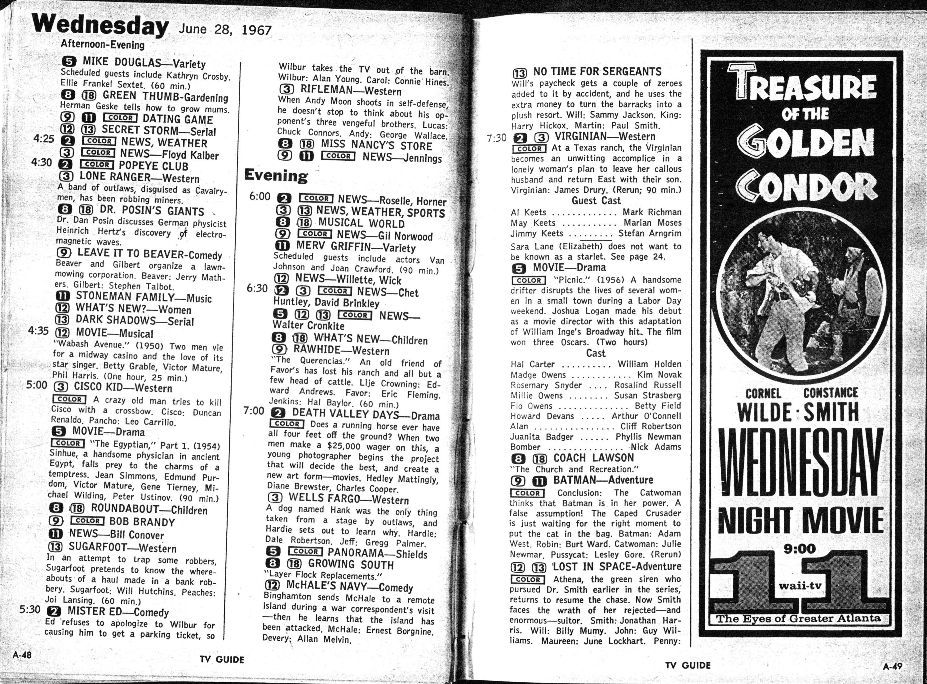 CTVA - US TV Listings - 1967