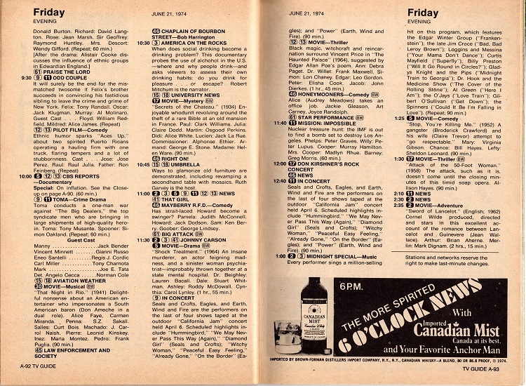 CTVA - US TV Listings - 1974